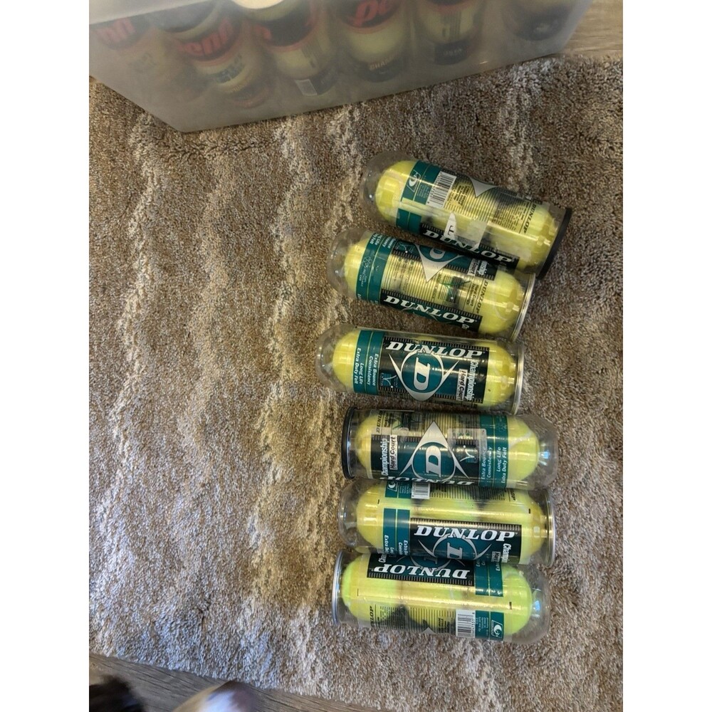 Vintage Dunlop Tennis Balls 6 Sealed Cans Price Tags Hard court USA